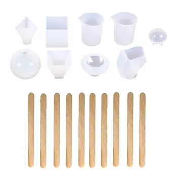 

1Set Cuboid Pyramid Round Sphere Silicone Crystal Epoxy Mold Pendant Casting Mould DIY Crafts Jewelry Making Tool