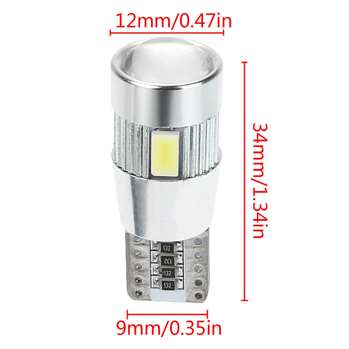 2pcs T10 Canbus Bulb 5630 6 SMD LED Error Free Car Side Wedge Light Bulb With Lens Auto Interior Dome Map Door Lamp