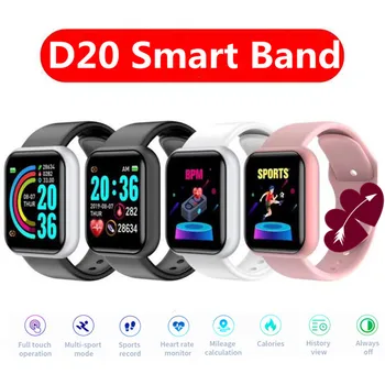 

D20 Smart Watch Band Waterproof Bluetooth Activity Passometer Blood Pressure Heart Rate Monitor Y68 Smartwatch 2020 For Android