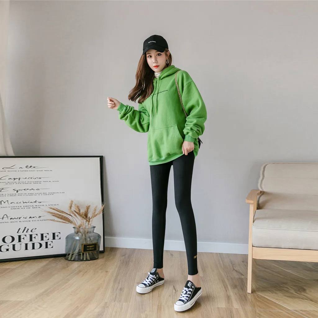 Autumn Thin Leggings For Women velvet Lining Large Size Fat Elastic Pants Letter Printing Leggings Hot