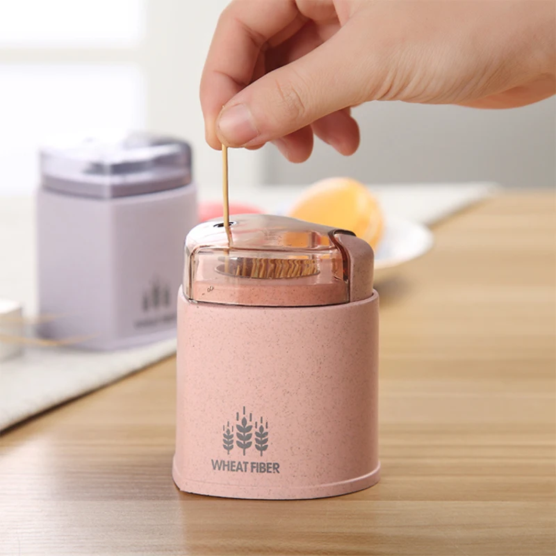 Wheat Straw Automatic toothpick box toothpicks holder Creative Toothpick Box Toothpick Dispenser