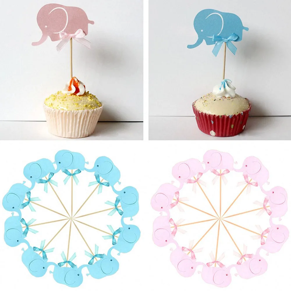 10 Pieces Mignon Elephant Decoration De Gateau Cupcake Drapeau Pour Bebe Douche Filles Garcons Fete D Anniversaire Fournitures De Mariage Gateau Cuisson Fete Decor Aliexpress