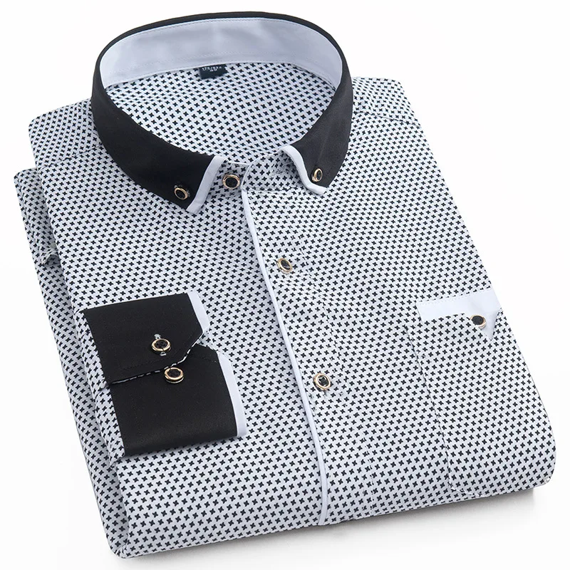 Men Long Sleeve Shirt Stitching Pocket Design Fabric Soft Comfortable cotton shirt long sleeve shirt men casual shirt