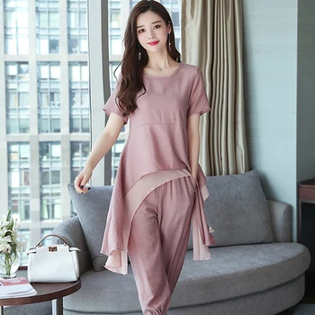 

2020 Summer New Two Piece Set Clothes For Women Loose Thin Ensemble Femme Survetement Year-old Female Costume Women's Suit