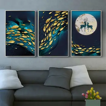 

Custom Poster Golden fish#e Canvas Wall Art Picture Set Posters Home Decor Prints Abstract Prints for Room20-0630-51