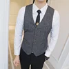 Gilet de costume à carreaux pour hommes, gilet à col en v, sans manches, tenue d'affaires formelle pour hommes, gilet Social de mariage, 5xl ► Photo 2/6