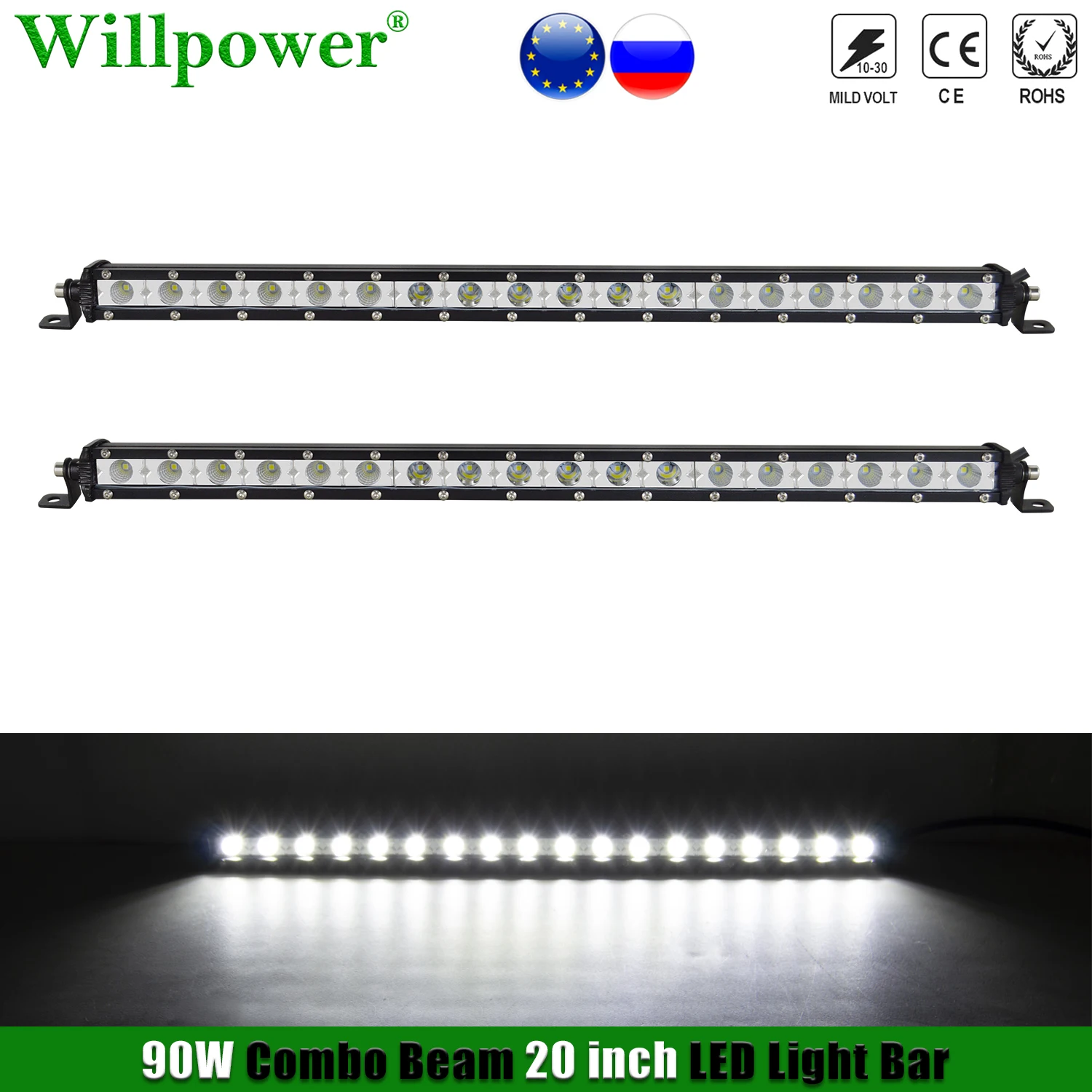 

OffRoad ATV UTV 90W 20" Single Row LED Work Light Bar For Jeep 4x4Truck Car Grille LED Fog Light Slim LED Bar Spotlight Driving