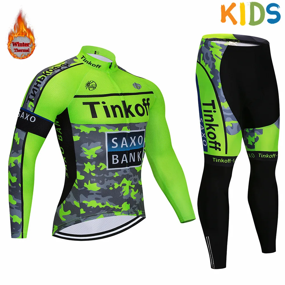 Tinkoff/ теплая детская зимняя теплая шерстяная одежда для велоспорта, костюм для велоспорта, верхняя одежда для горного велосипеда, комплект со штанами