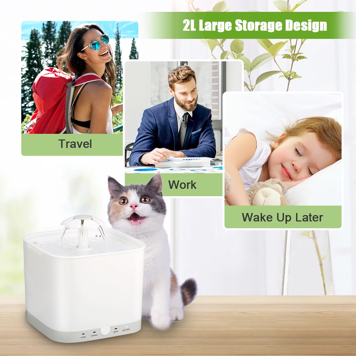 

2L Automatic Pet Dog Cat Water Feeders Drinking Dispenser Electric Smart Pet Water Fountain Pet Dog Cat Bowl Water EU US UK AU
