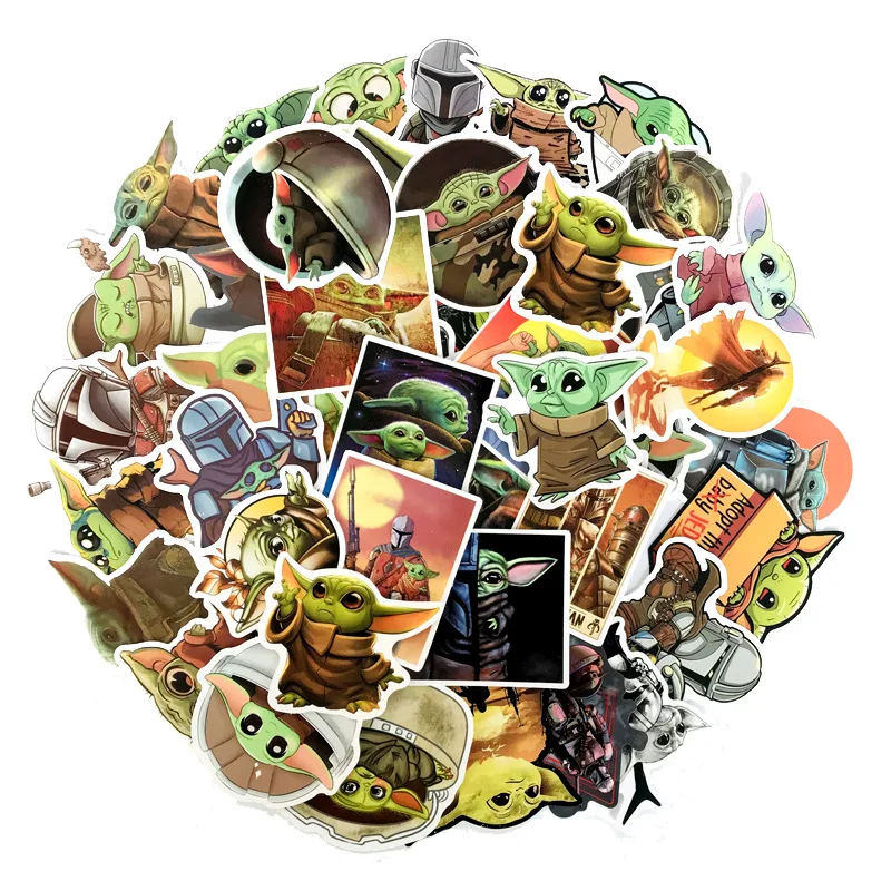 10/30/50pcs Cartoon Star Wars Baby Yoda Stickers Waterproof PVC Skateboard Luggage Motorcycle Guitar The Mandalorian Sticker Toy