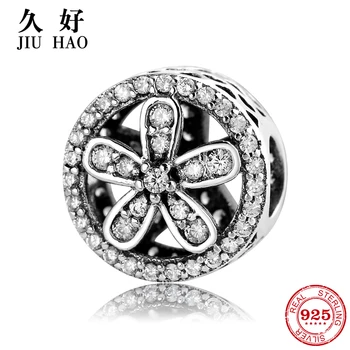 

Hot 925 Sterling Silver charm Flower shape zircon beads womens trendy 2018 Fit Original JIUHAO Charms Bracelet Jewelry