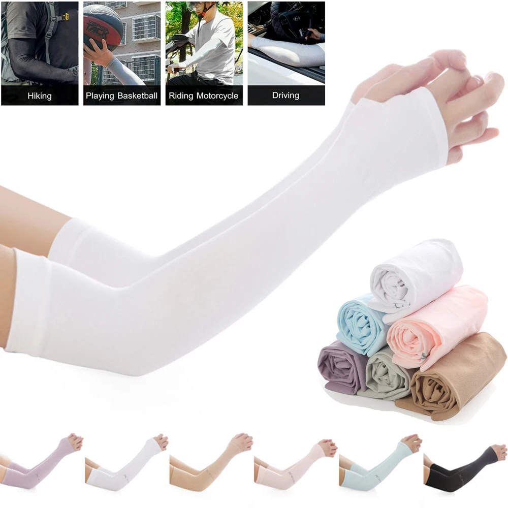 1Pair Arm Sleeves Sun UV Protection Hand Cover Stretchy Sports Sleeve Summer Cooling Running Fishing Cycling Outdoor Sportswear sun protection arm sleeves arm sleeves cooling arm sleeves