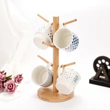 Legno Contenitori e complementi per Cucina cremagliera Tazza Cremagliera Albero Smontabile Di bambù Tazza Di stoccaggio Supporto Di caffè Tazza Di tè Organizzatore Hanger Holder Con 6 ganci(China)