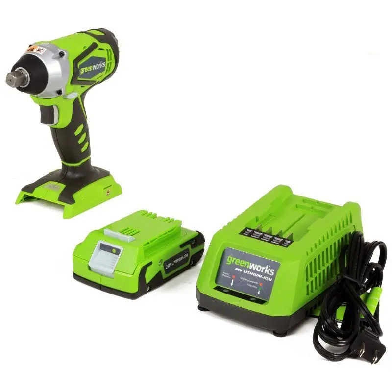 GREENWORKS 24V литиевая Батарея 1/2 дюймов ударный гайковерт 300N. m беспроводной ключ с Батарея и зарядное устройство