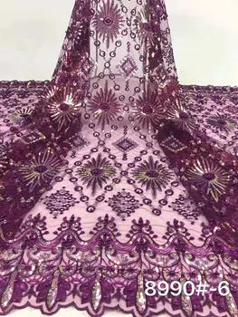 

High-quality embroidered sequined gauze African lace fabric for high-end evening dress sequins Nigerian lace fabric