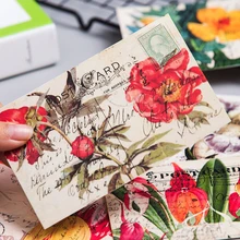 6 unids/lote Vintage flor planta Atlas carta postal pegatina para álbum de recortes DIY álbum diario planificador pegatinas