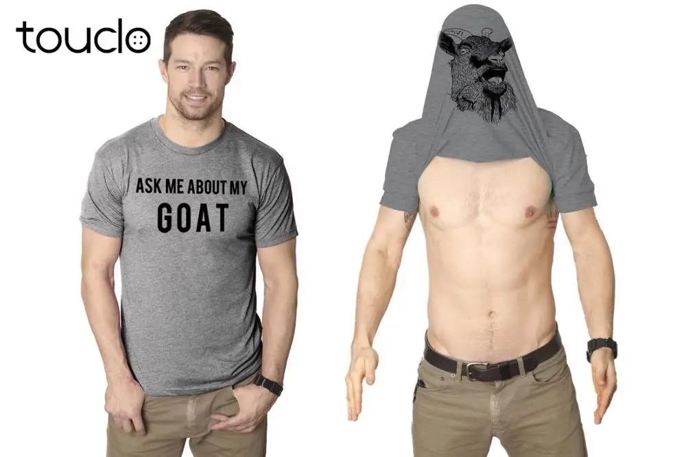 Mens Ask Me About My Goat T Shirt Flip Funny Farm Animal Cool Novelty Graphic | Мужская одежда