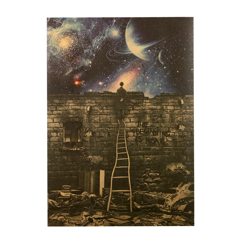

PipiFren Wall Sticker Wallpaper Mural Vintage Metaphor Beginning Is Near Posters Motivational Hanging Decorative Classic Poster