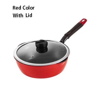 20/24/26/28CM Skillets Aluminium Alloy Non-stick Frying Pan Long Handle Saucepan Maifan Stone Stockpot Cooking Soup Pot Cookware - Цвет: Red  With Lid