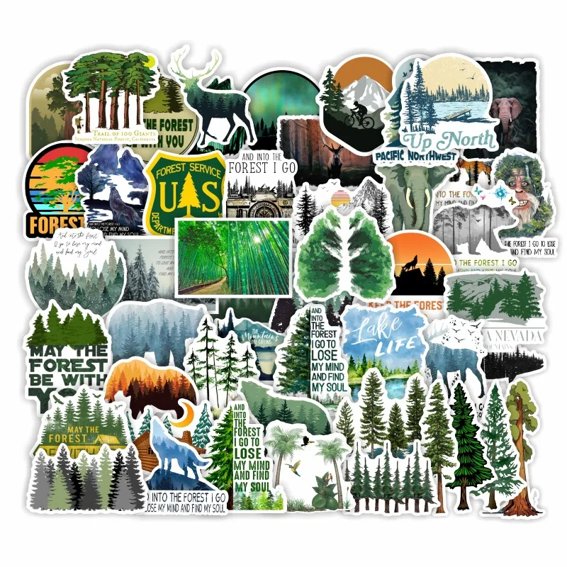 

10/30/50Pcs Green Natural Forest Stickers For Suitcase Skateboard Laptop Luggage Fridge Phone Car Styling DIY Decal Pegatinas