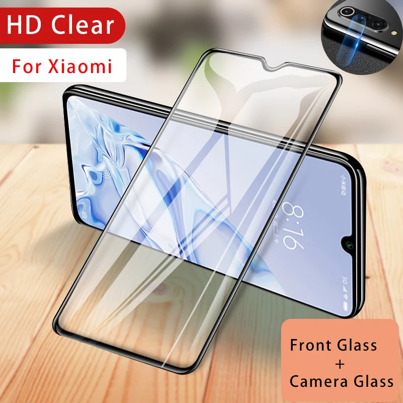 

2 in 1 Hard 9D Full Cover Tempered Glass For Xiaomi Mi A1 A2 A3 Lite Camera Lens Protective Glass On Mi CC9 CC9E Pocophone F1