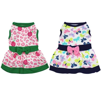 

Spring Summer Dog Print Dresses Lovely Floral Bow Pet Dog Dress Chihuahua Pug Yorkie Clothing Puppy Cat Supplies