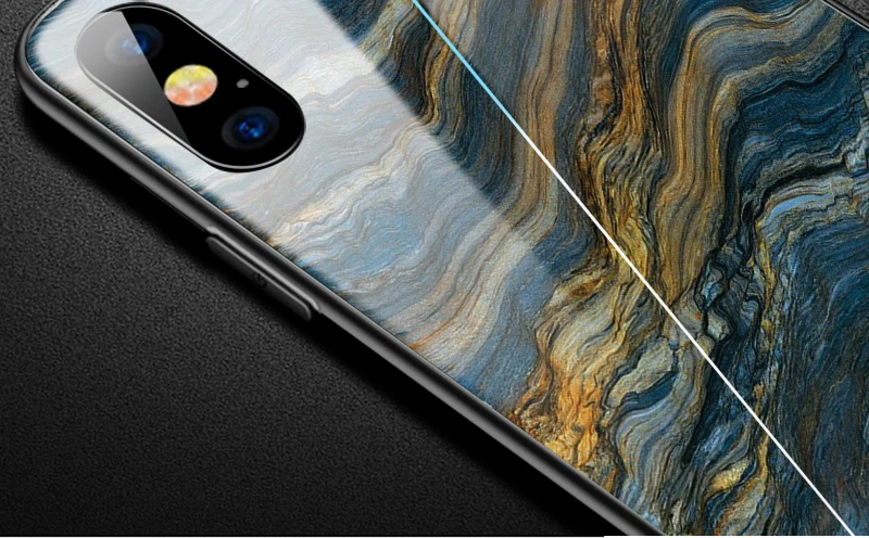 TOMKAS Luxury Marble Phone Case for iPhone X 10 Tempered Glass PC Agate Back Cover Silicone Soft Edge Coque Case for iPhone X (3)