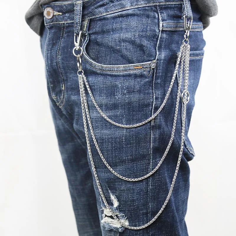 

Popular Necklace Stainless Steel Long Metal Wallet Chain Leash Pant Jean Keychain Ring Clip Men's Hip Hop Jewelry