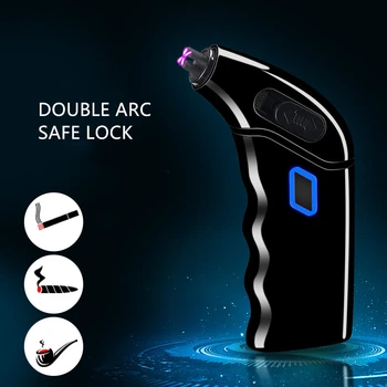 

New Double Plasma Arc Lighter Windproof Electronic USB Recharge Cigarette accessories for kitchen AL003