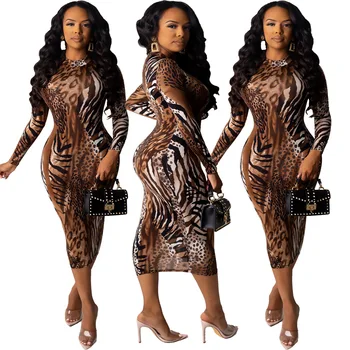 

2020 explosion models European and American sexy women's fashion digital printing dress nightclub dress