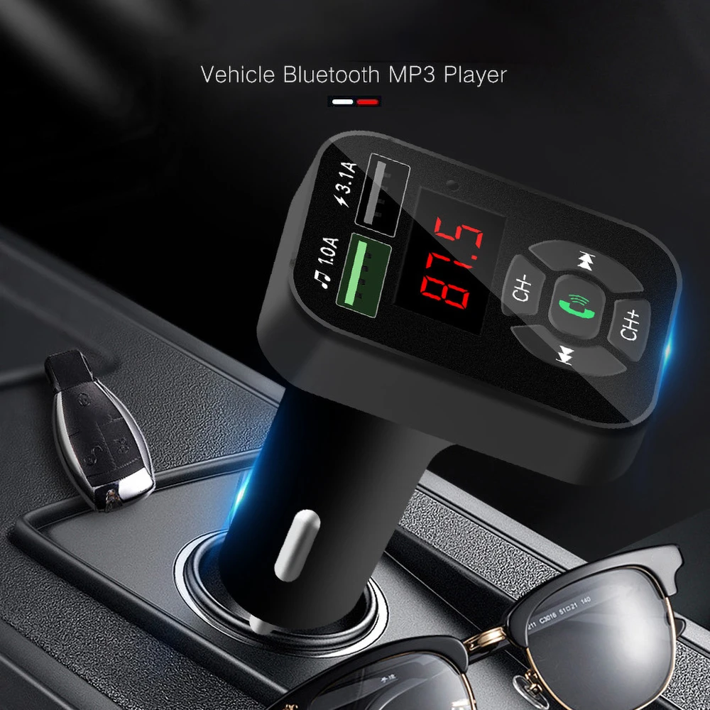 Transmisor FM con Bluetooth, reproductor de Mp3 para coche, accesorio con USB Dual, cargador de teléfono móvil, Radio FM, receptor de Audio, TF 32G U Disk|Transmisores de FM| AliExpress