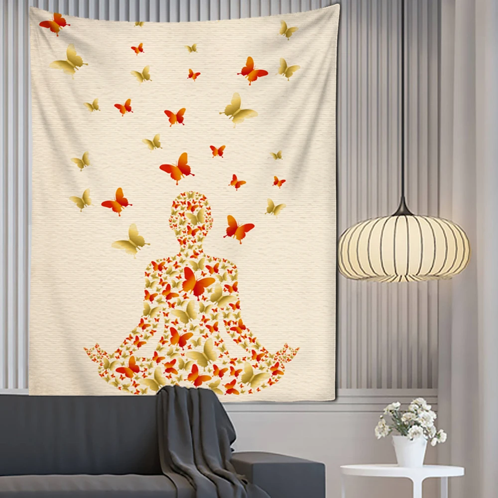 Индийская статуя Будды в форме бабочки 7 чакр гобелен настенная подвесная мандала Настенная ткань