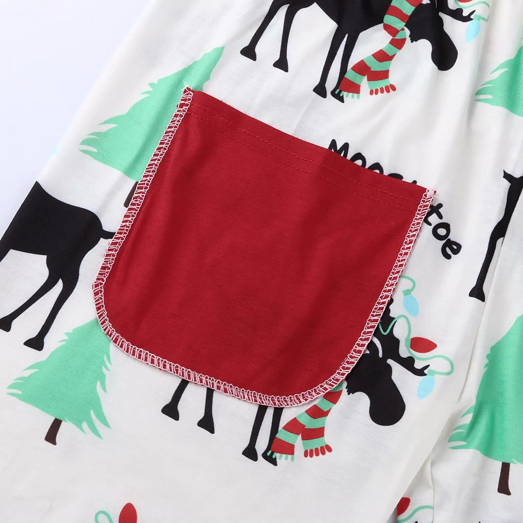 2019 Рождественский комплект, Семейный комплект, топы с принтом букв, футболка, штаны с рисунком, домашняя повседневная одежда