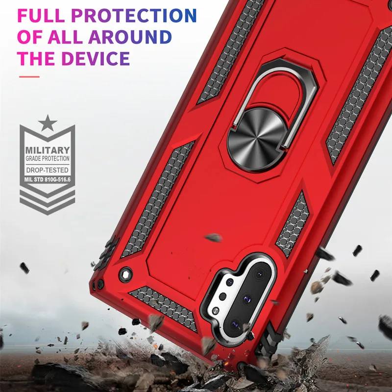 50PCS/LOT Shockproof Armor Phone Case For Samsung Galaxy Note 8 9 10 Plus S8 S9 S10 Plus S10E 5G With Car Ring Bracket