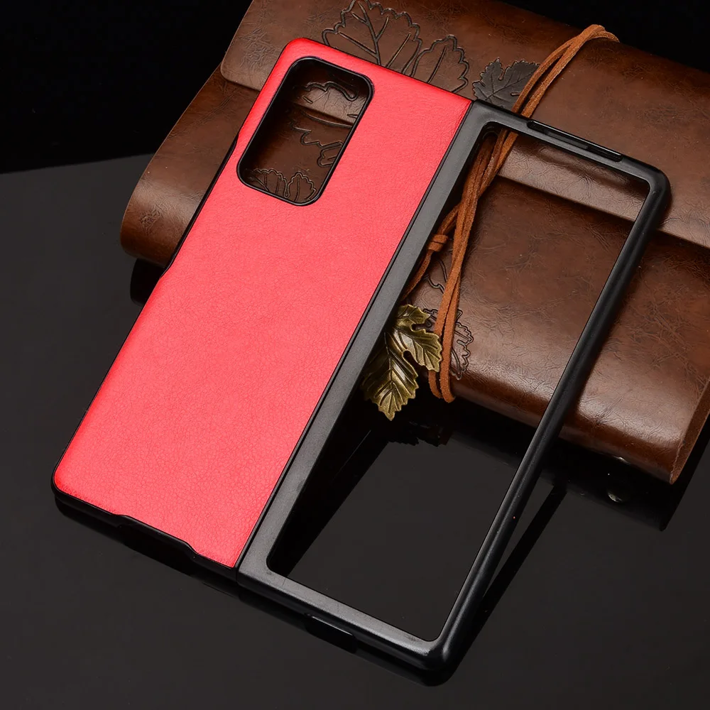 Чехол Funda для Samsung Galaxy Z Fold 2 Zfold2, чехол с зернистой текстурой личи, чехол из искусственной кожи, складной чехол для телефона Galaxy Z Fold 2 5G