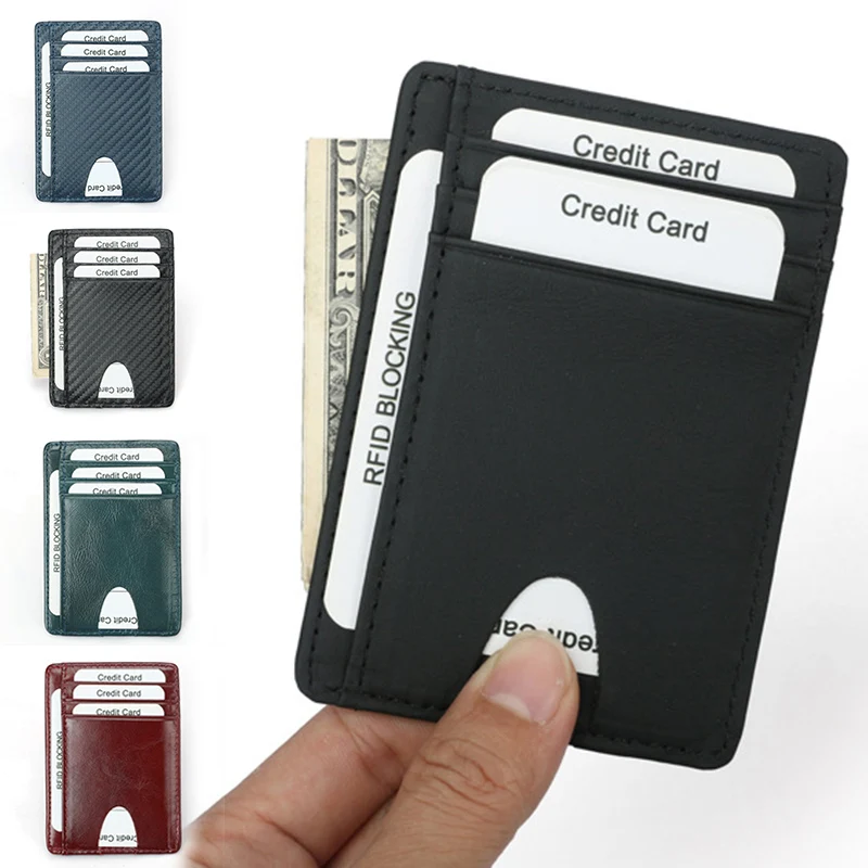 

New Arrival Minimalist Leather Slim Front Pocket Wallet RFID Blocking Cards Holder for Men