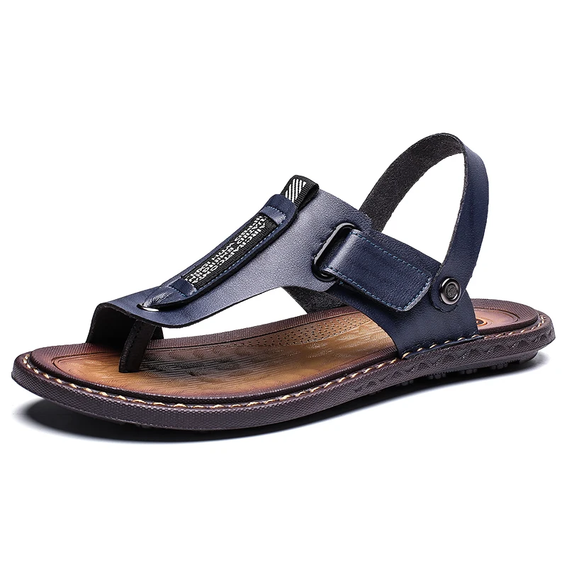 Summer Men's Sandals Leather Breathable Soft Brand Men's Beach Sandals Luxury Handmade Sandals Designer Roman Outdoor Slippers
