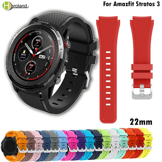 toque sensor Café Amazfit Stratos 3 Straps | Silicone Watch Bands | Amazfit Stratos 2 |  Silicone Strap - 22mm - Aliexpress