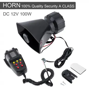 

1pcs Black Durable Plastic 100W 7 Sound Car Electronic Warning Siren Motorcycle Alarm Firemen Ambulance Loudspeaker With MIC