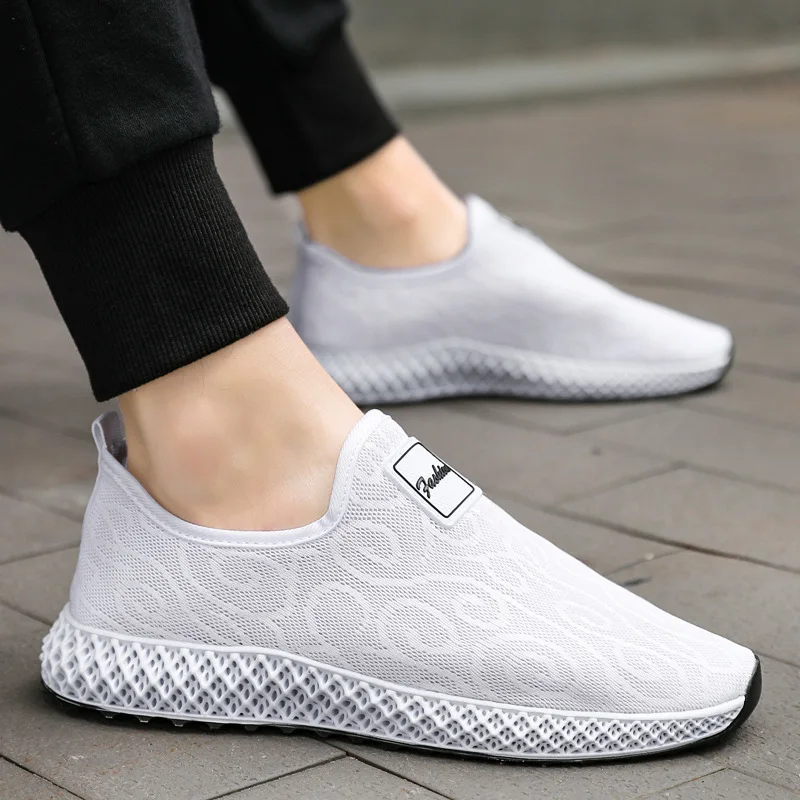 

Slip-on MEN'S SHOES Summer Breathable New Style Large Size Mesh Shoes Lazy Shoe Men's Trendy Shoes Students Fly Woven Athletic S