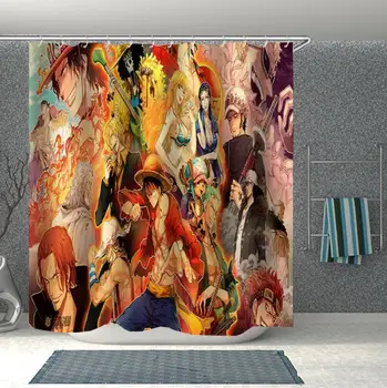 

Popular Anime One Piece 3D Print Shower Curtain Polyester Fabric Bathroom Curtain Waterproof Hook Bath Curtain 01