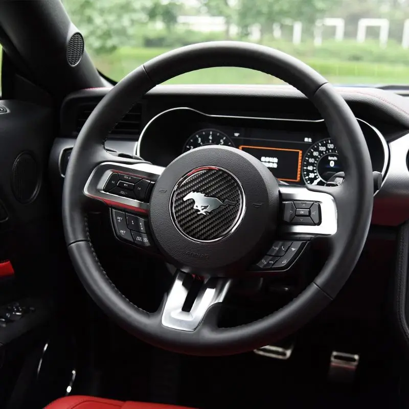 Эмблема на руль из углеродного волокна для Ford Mustang, автомобильные наклейки