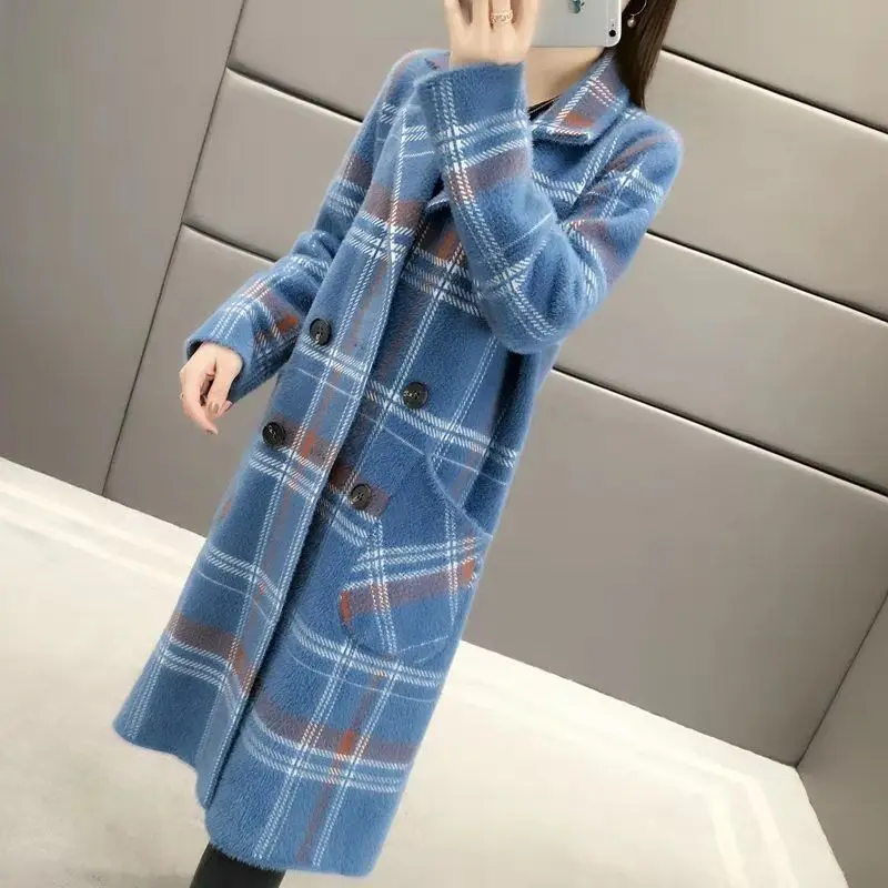 

2020 new imitation mink velvet coat jacket women's loose winter thickened midi sweater