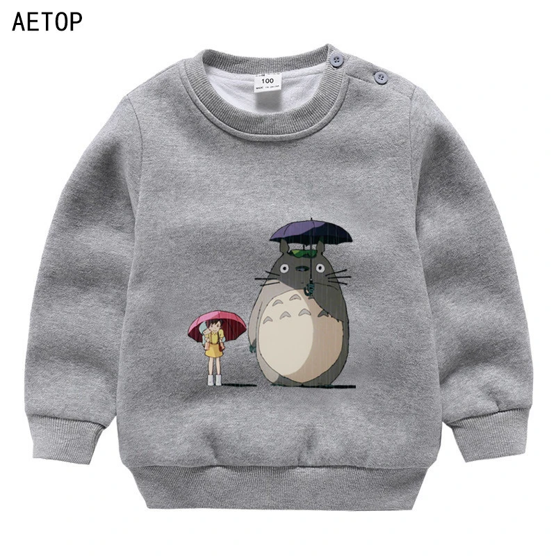 as picture ; зимние Бархатные фильм Толстовка totoro для мальчиков и девочек, забавные цветные детские с О-образным вырезом для шеи, детские топы с рисунками из мультфильмов для малышей - Цвет: as picture