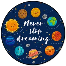 Мультфильм планета шаблон микрофибры лохматый круглый ковер Очиститель Супер мягчайший гостиная пледы ковры спальня банкет дети