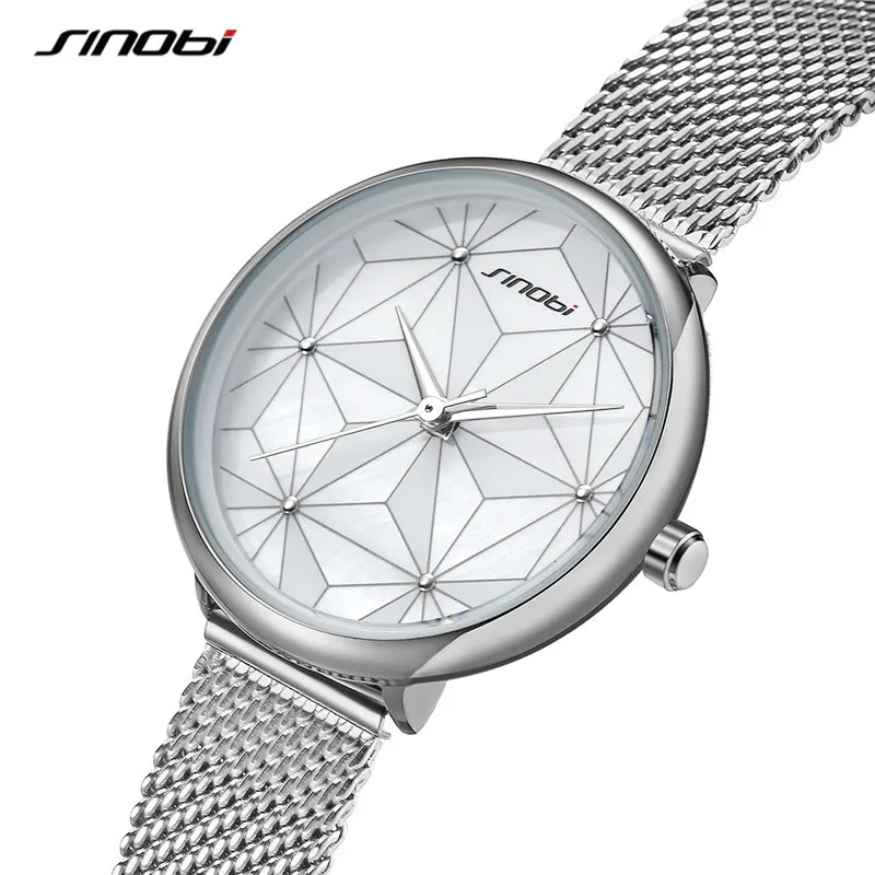 

SINOBI 2019 Simplicity Modern Quartz Watch Women Mesh Stainless Steel Bracelet High Quality Casual Wrist For Woman Montre Femme