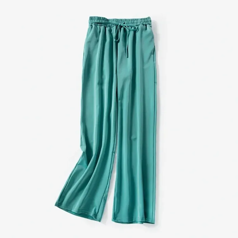 

2020 New Women Wide Leg Pants Ladies Straight Loose Casual Elastic Waist Female Trousers