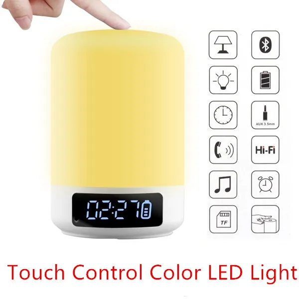 

DC5V 5W Night Light with Bluetooth Speaker Portable Wireless Bluetooth Speaker Touch Control Color LED Bedside Table Lamp