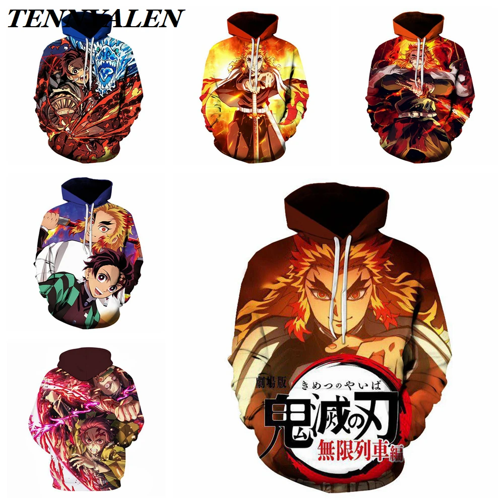 

2020 New Anime Sports Sweatshirt Kimetsu no Yaiba Infinite Train Edition Cosplay Costume Demon Slayer Hoodie Adult and Kids Tops