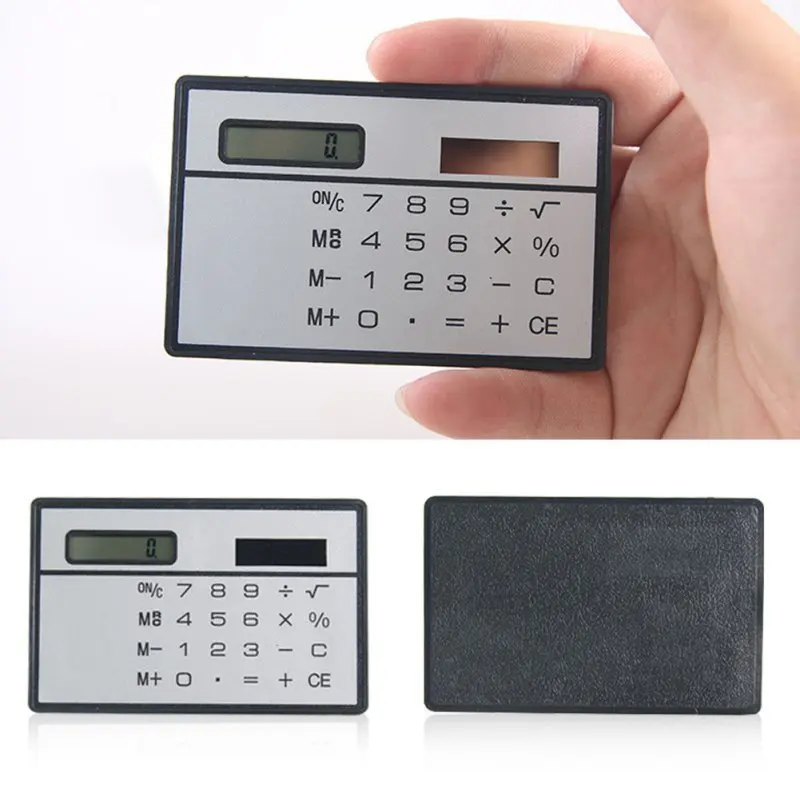 1PCs Mini Calculator Ultra Thin Credit Card Sized 8-Digit Portable Solar Powered Pocket Calculators Office School Supplies